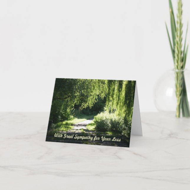 Cartão Sympathy Card Sunlit Path and Willow Tree (Frente)