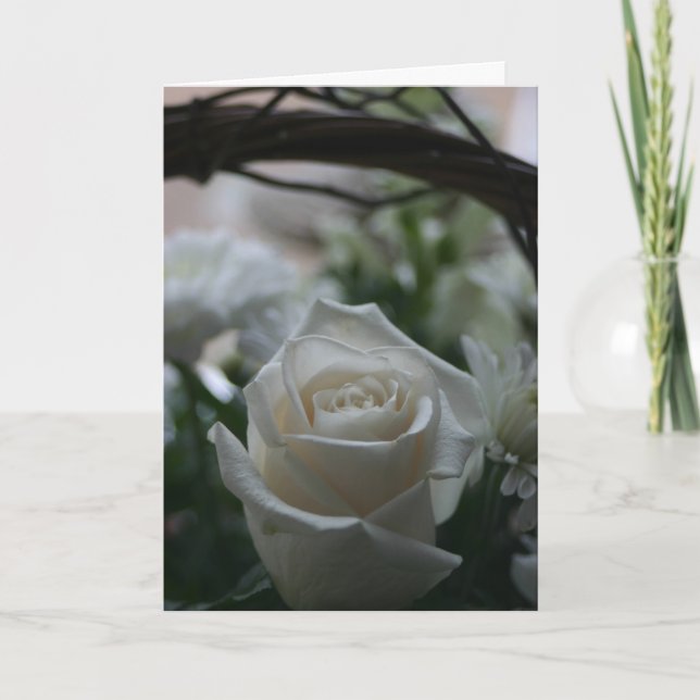 Cartão Sympathy Card white rose unique greeting cards (Frente)