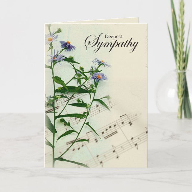 Cartão Sympathy Card with Music and Flowers (Frente)