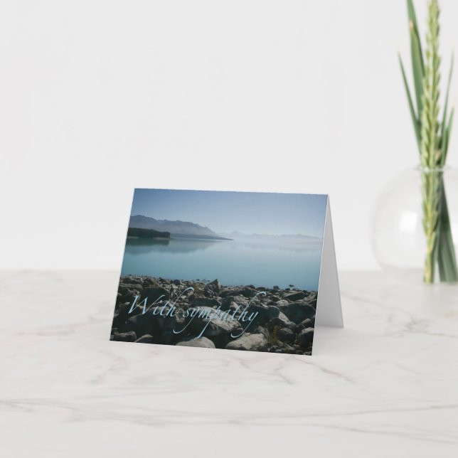 Cartão Sympathy card with serene lake and mountain view (Frente)