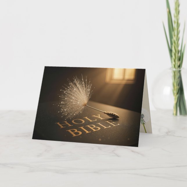 Cartão Sympathy Dandelion Seed with Droplets On a Bible  (Frente)