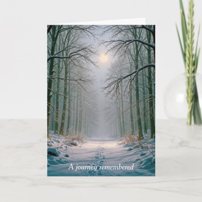 Cartão Sympathy Moonlight Footprints In a Snowy Forest (Frente)