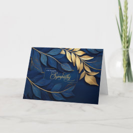Cartão Sympathy Navy Blue and Golden Colored Botanical