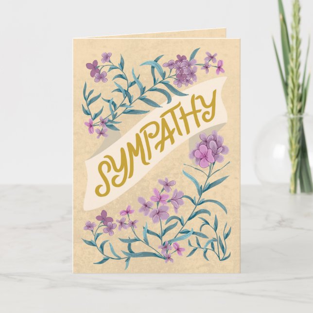 Cartão Sympathy Peach Soft Pastel Floral Banner Card (Frente)