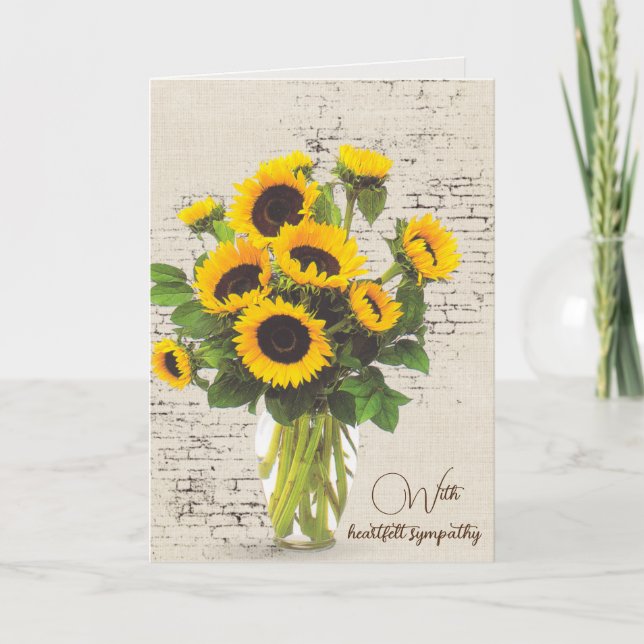 Cartão Sympathy Sunflower Bouquet on Brick (Frente)