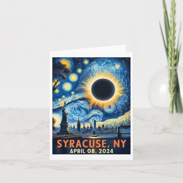 Cartão Syracuse New York Total Solar Eclipse 2024 Starry (Frente)