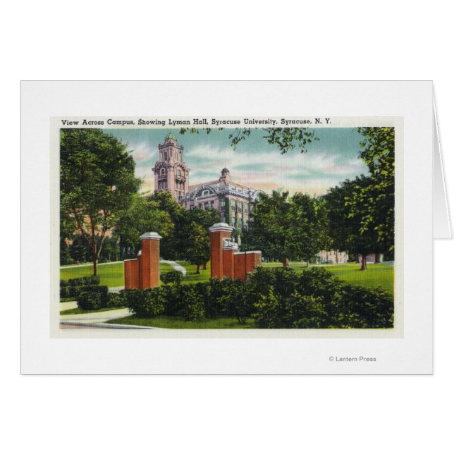 Cartão Syracuse U Campus View Mostrando Lyman Hall (Frente Horizontal)