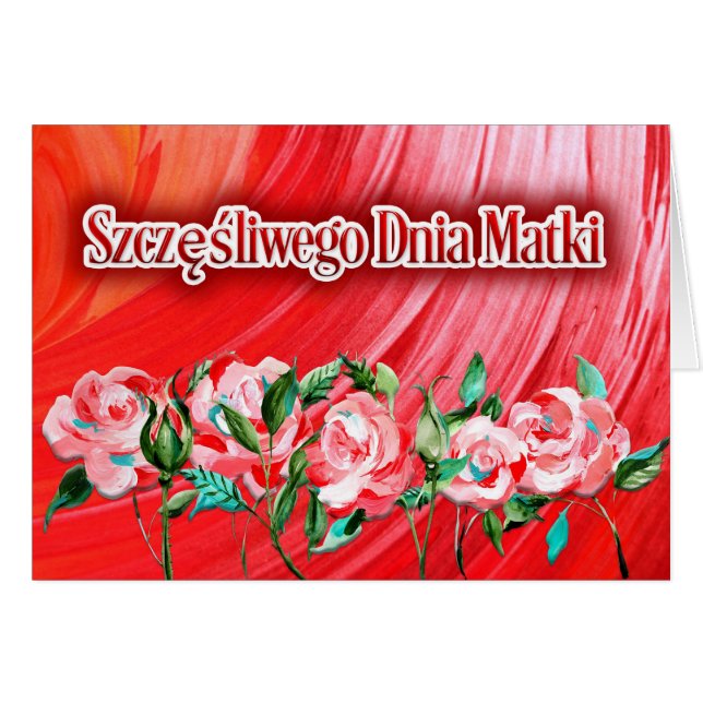 Cartão Szczęśliwego Dnia Matki - Karta (Frente Horizontal)
