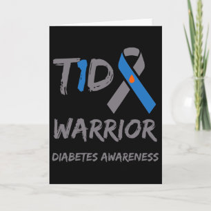 Cartão T1d Guerreiro Tipo 1 Diabetes Consciência Azul Fit