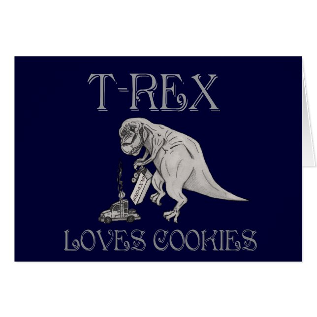 Cartão T-Rex ama biscoitos (Frente Horizontal)