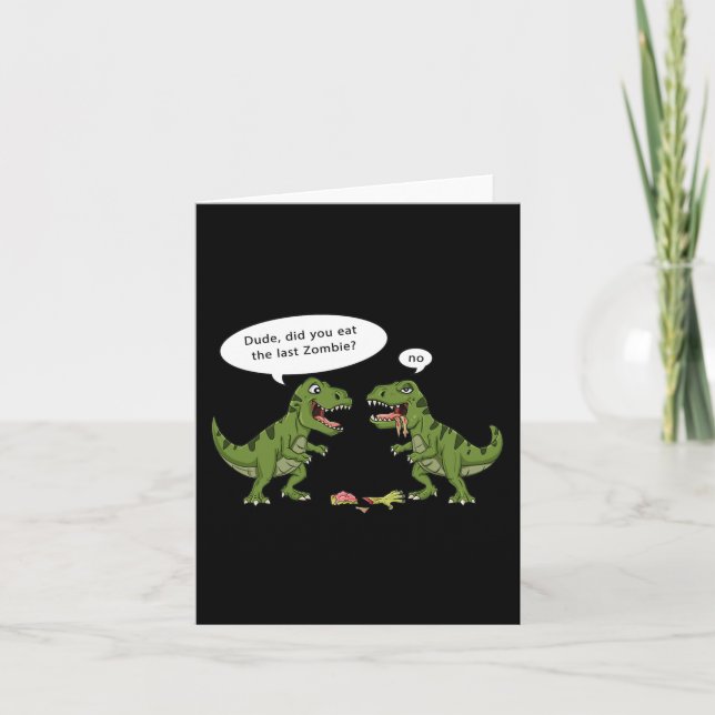 Cartão T Rex Come Zombie Halloween Meninos Garotas Divert (Frente)