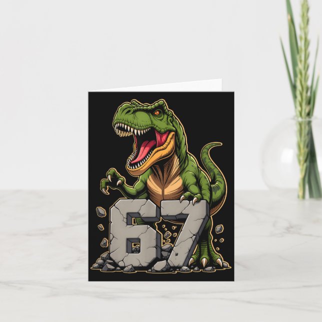 Cartão T-rex Dinosaur Funny Six Seven Meme Cool Tyrannosa (Frente)