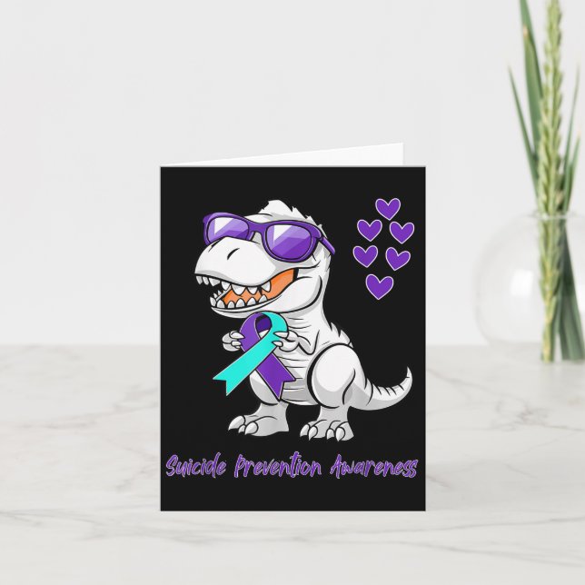Cartão T-rex Dinosaur Suicide Prevention Awareness Day Di (Frente)