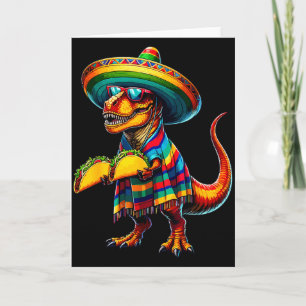 Cartão T-rex dinossauro amante de taco cinco de mayo somb