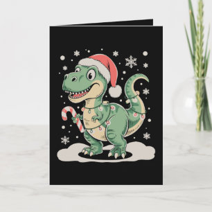 Cartão T Rex Dinossauro de Natal Chapéu de Papai Noel Fes