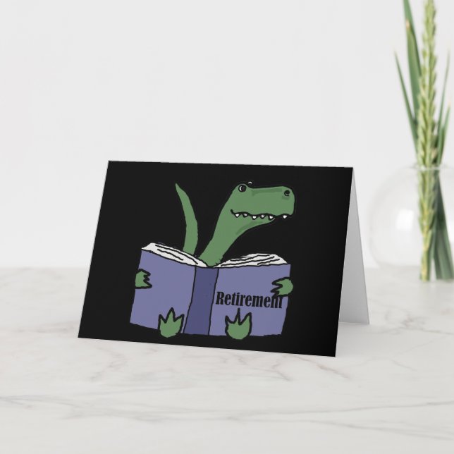 Cartão T-rex Dinossauro Engraçado Leitura de Retirada (Frente)