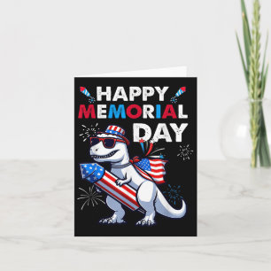 Cartão T Rex Dinossauro Feliz Dia da Memória 4 de Julho A