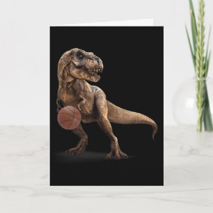 Cartão T Rex Dinossauro Jogando Basquete Dinossauro Engra