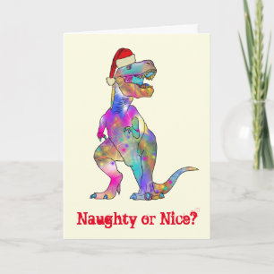 Cartão T Rex Funny Festivo Naughn ou Belo Dinossauro Cita
