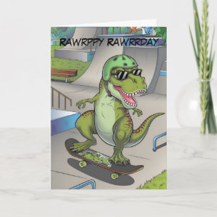 Cartão T-Rex no skatepark