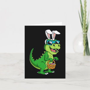 Cartão T Rex Páscoa Coelhinha Com Cesta De Ovos Dinossaur
