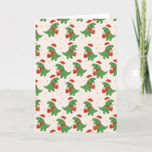Cartão T-Rex Xmas para Crianças Retro Bonitas