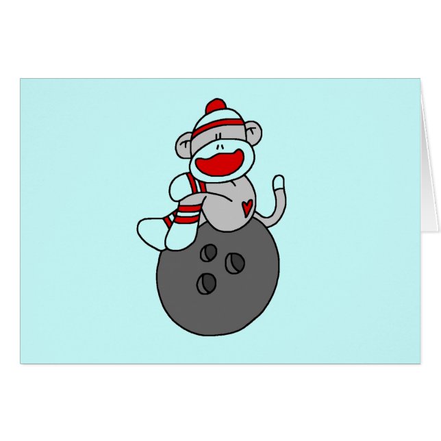 Cartão T-shirt e presentes da boliche do macaco da peúga (Frente Horizontal)