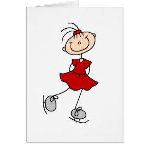 Cartão T-shirt e presentes vermelhos do patinador de gelo