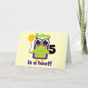 Cartão T-shirts e presentes de 5 de Aniversário da Hoot O
