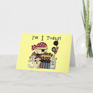 Cartão T-shirts e presentes em primeiro aniversario