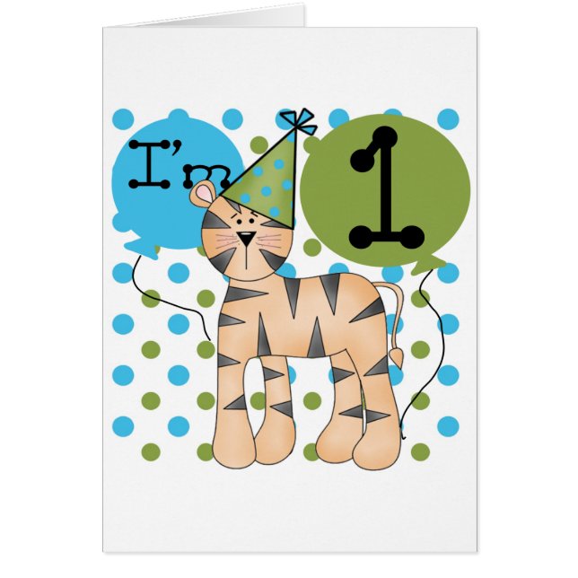 Cartão T-shirts e presentes primeiros aniversarios de Tig (Frente)