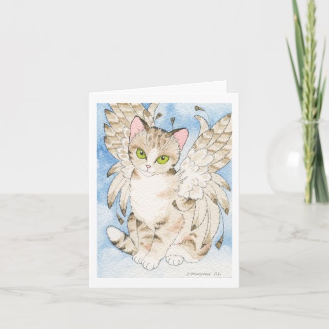 Cartão Tabby cat angel customizable notecard (Frente)