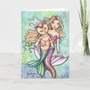 Cartão Tabby Cat Mermaid Fun Card by Molly Harrison