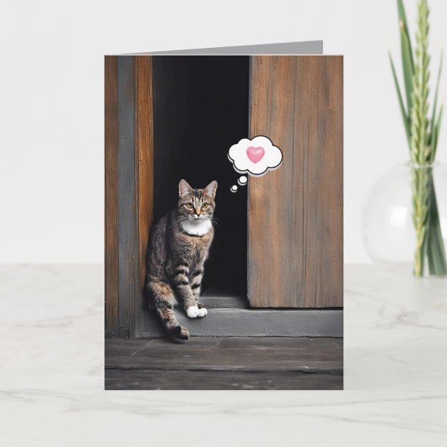 Cartão Tabby Cat Pensando em você (Frente)