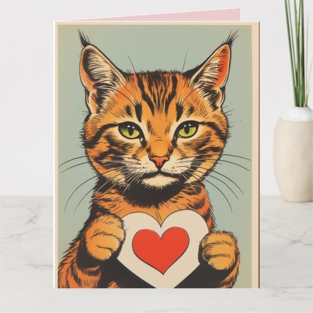 Cartão TABBY CAT VALENTINE'S DAY Greeting Card (Frente)