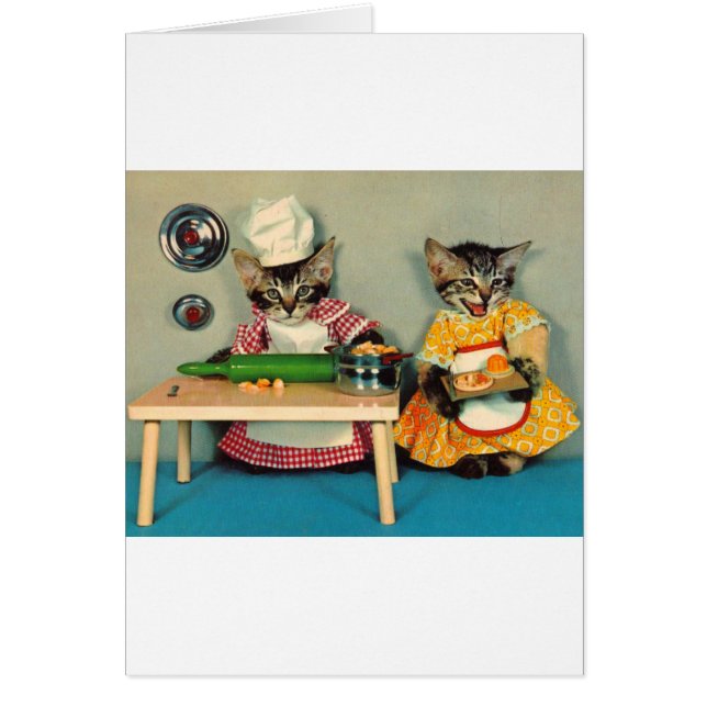 Cartão tabby kitten chef e tabby kitten Assistant (Frente)