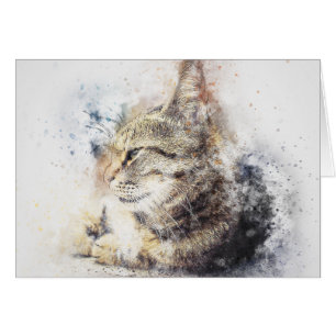 Cartão Tabby Love   ABSTRATO   Watercolor