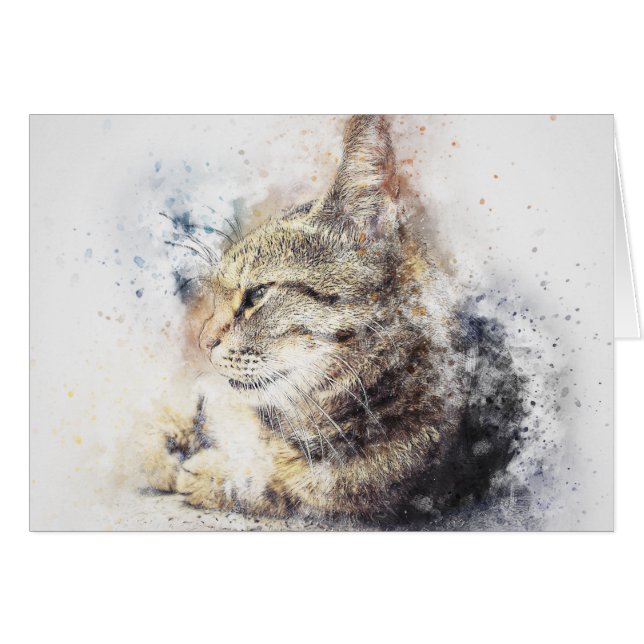 Cartão Tabby Love | ABSTRATO | Watercolor (Frente Horizontal)