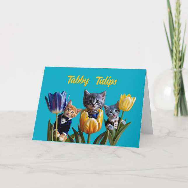 Cartão Tabby Tulips (Frente)