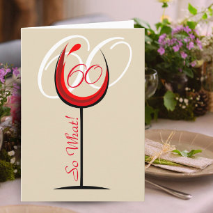 Cartão Taça de Vinho Vermelho Motivacional Moderna 60º An