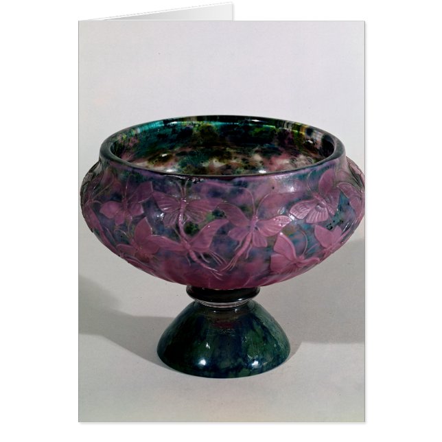 Cartão Taça decorada com borboletas e asas (Frente)