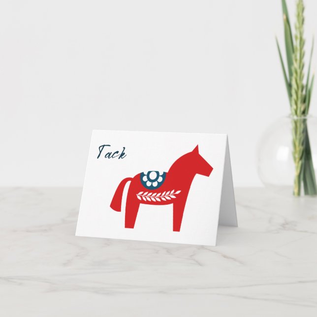 Cartão Tack Dala Horse Swedish Obrigado (Frente)