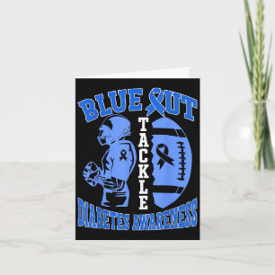 Cartão Tackle Azul Conscientização sobre Diabetes Futebol