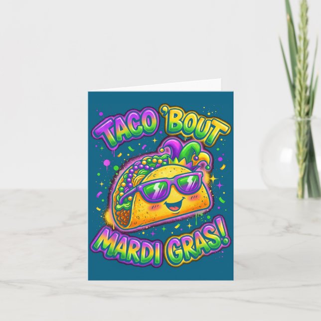 Cartão Taco Bout Mardi Gras Fat Tuesday Funny Mexican Foo (Frente)