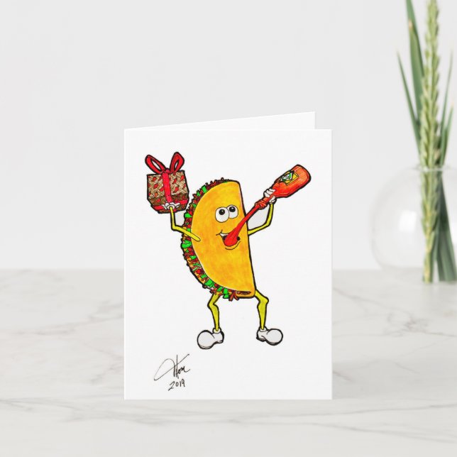 Cartão Taco Drinking Tobasco birthday card (Frente)