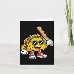 Cartão Taco engraçado jogando beisebol mexicano cinco de