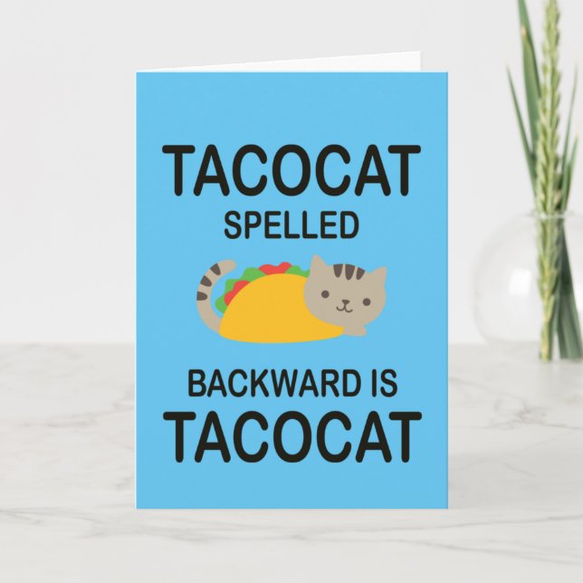 Cartão TACOCAT soletrado para trás é TACOCAT (Frente)