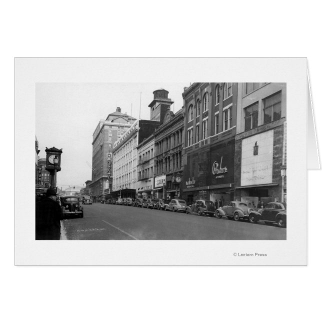 Cartão Tacoma, WA Vista da Broadway a norte (Frente Horizontal)