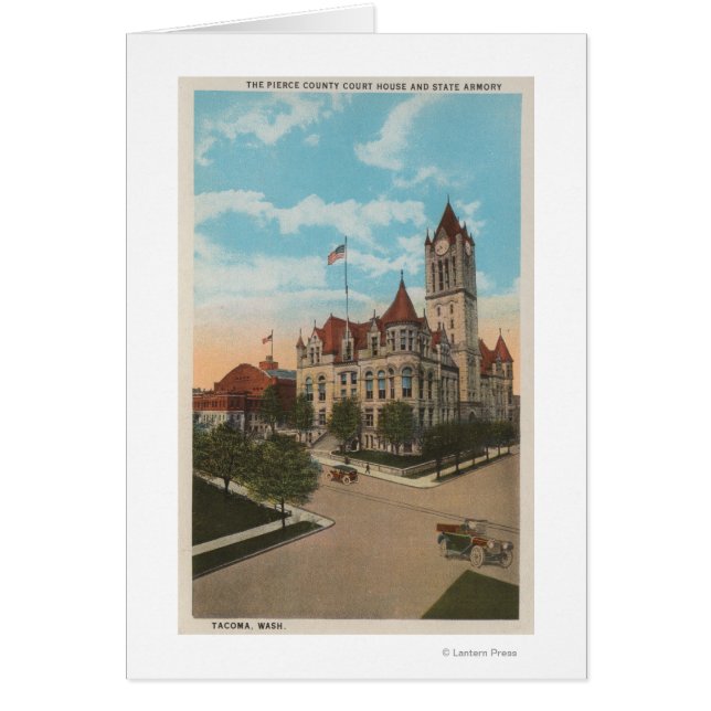 Cartão Tacoma, WA - Vista da Câmara Municipal de Pierce (Frente)