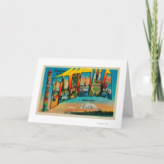 Cartão Tacoma, Washington - Large Letter Scenes 2 (Frente)